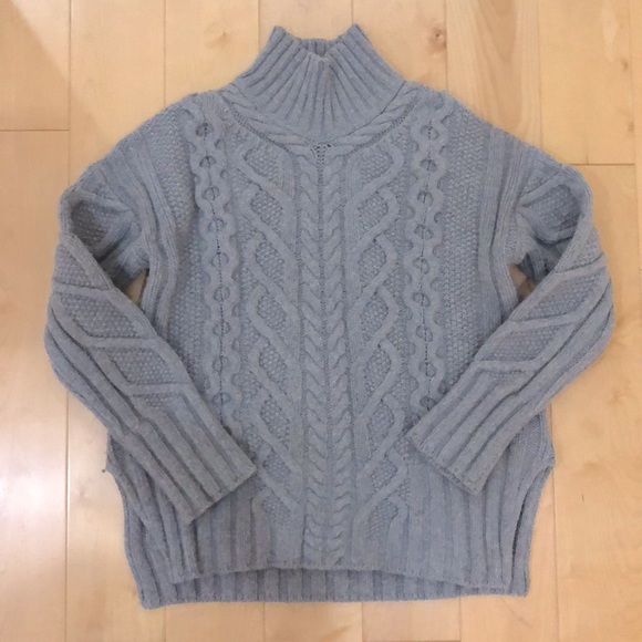 Everlane wool-cashmere cable turtleneck / gray / size XS - Picture 2 of 3